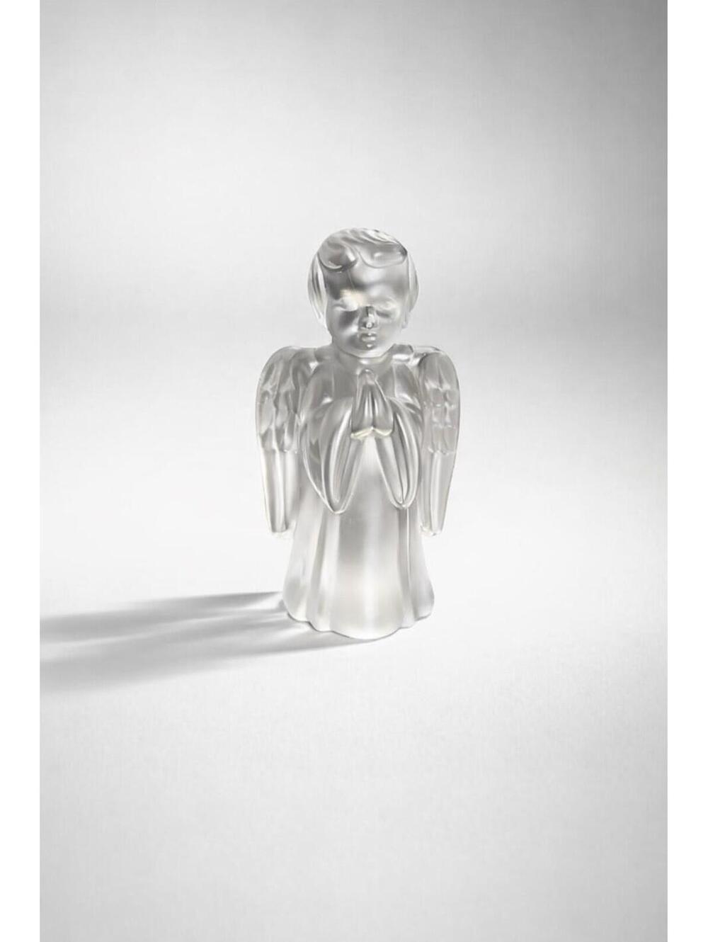 Vintage Frosted Glass Angel Figurine - Praying Child with Wings